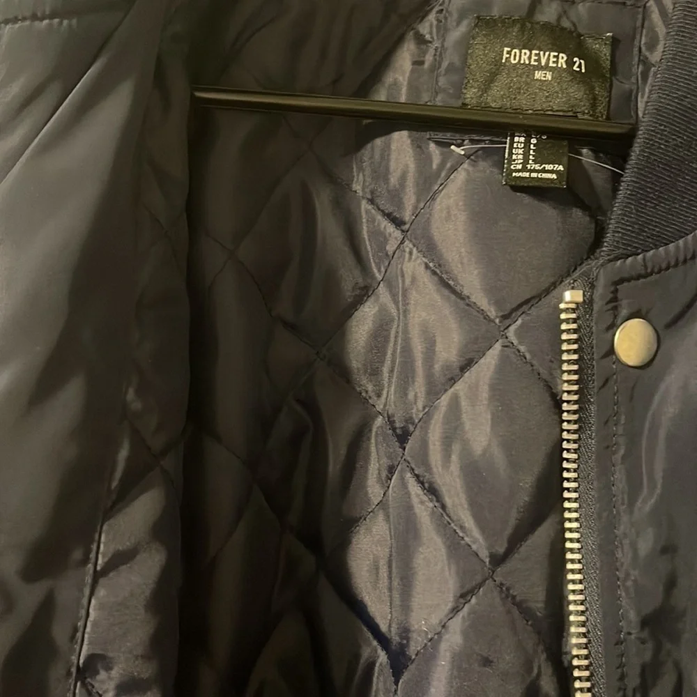 Navy blue bomber jacket